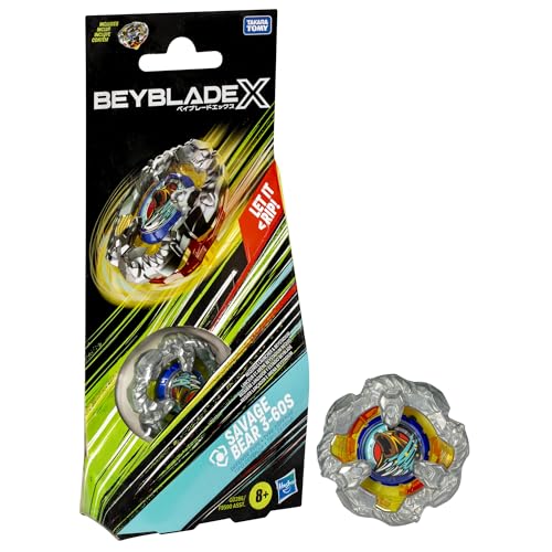 Beyblade X Savage Bear 3-60S Booster Pack Set with Defense Type Right-Spinning Top; Battling Top Toys for 8 Year Old Boys and Girls