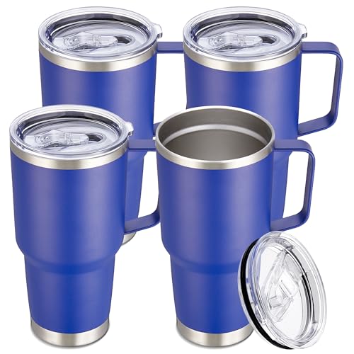 Image of 30 oz Stainless Steel Tumblers Bulk with Handle and Lid, 4 Pack