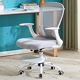 SOLLATI Kids Desk Chair Ergonomic Study Chair Swivel Mesh Desk Chair with Adjustable Arm Height Footrest Wheel Computer Home Office Chair for Children Boys Girls Students Bedroom School Age 5-13 Grey