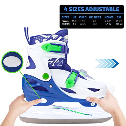 Image of Xino Sports Adjustable Ice Skates - for Girls and Boys, Two Awesome Colors - Blue and Pink, Soft Padding and Reinforced Ankle Support, Fun to Skate!
