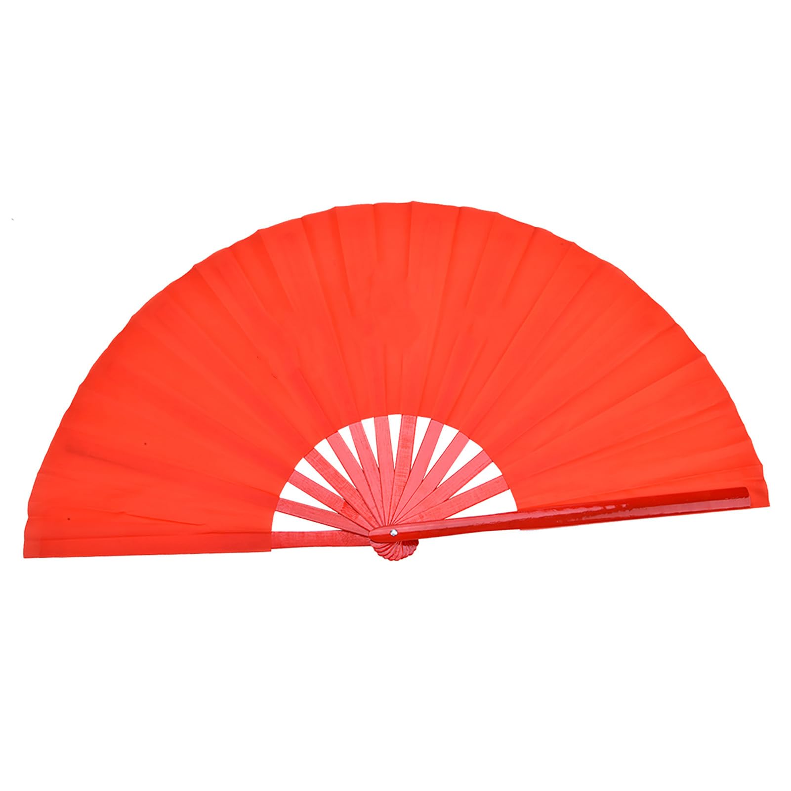 Zerodis Éventail d'arts Martiaux en Bambou Naturel et Soie pour Entraînement et Pratique du Tai Chi et de la Danse avec Mécanisme d'ouverture en Douceur Main Pliante en Soie Rouge (Tige Rouge