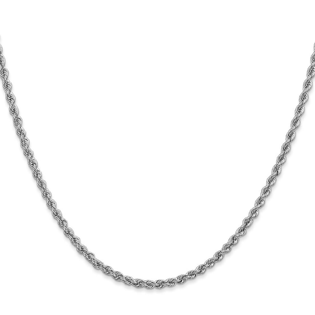 14 ct weiß gold 2,5 mm Handgefertigt Regular Seil Armband – Karabinerverschluss – Länge Optionen: 18 20
