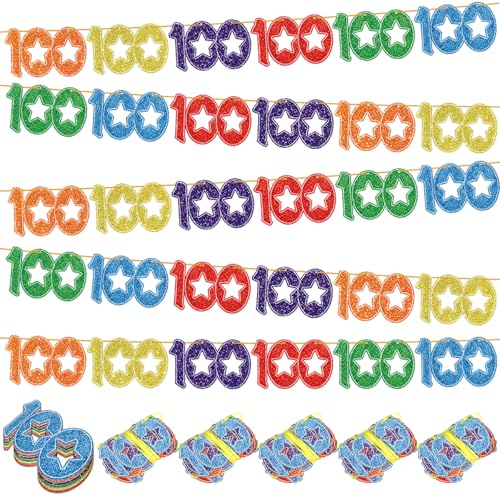 Bannière 100 jours d'école multicolore Faccito : suspension décorative pour fête