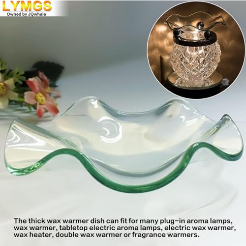 LYMGS 4.5\" Replacement Flounces Oil Warmer Dish, 115mm Ruffle Edge Wax Melt Warmer Liner Glass Dish, Candle Warmer Bowl Plate Wax Tray for Scented Wax Aroma Therapy Lamp, 1 Pack