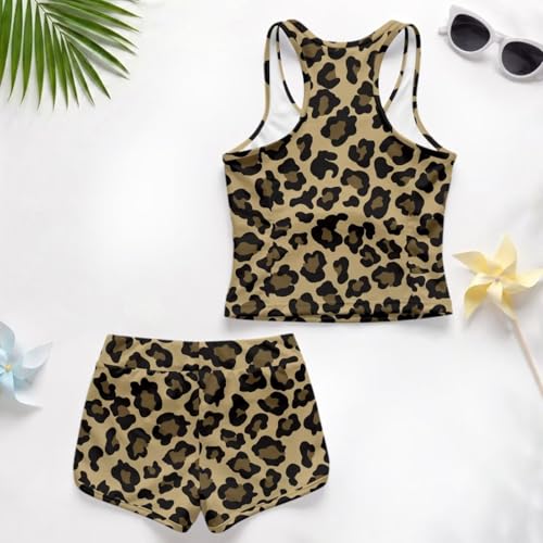 Tankini de dos piezas tankini de secado rápido estampado leopardo 12 3