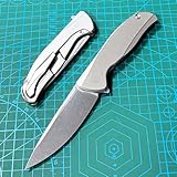 Klappmesser 8.7' Scharfes Robust Taschenmesser Titan aus stahl M390, premium Titanlegierung, Outdoor Edc Messer Survival Jagdmesser, tragbare camping messer, flach einhandmesser tanto mit clip, silber
