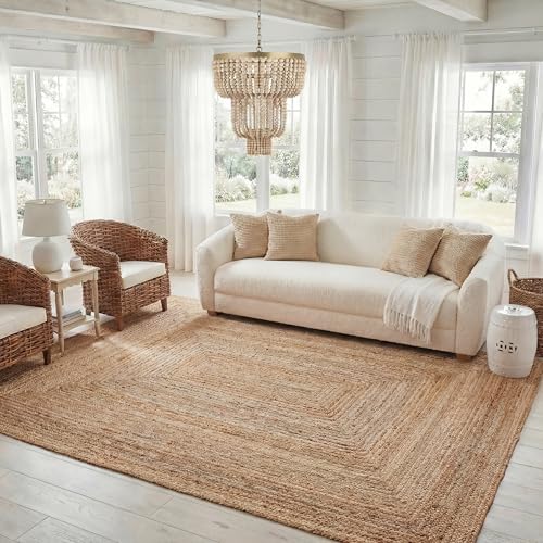 SAFAVIEH Area Rug 8x10 - Cape Cod Collection - Large - Natural Brown, Handmade Braided Flat Weave Jute (CAP252A)