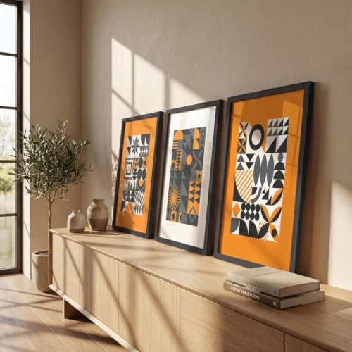 Image of NoWorries Attractive geometrics modern art wall decor framed art prints, Set of 3 Paintings for living room, bedroom and office (Theme-Minimalist) (Art-9, 17x25inch)