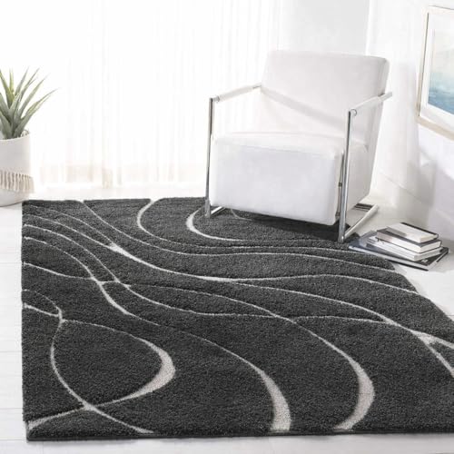 Image of Carpet for Hallway, Kitchen, and Modern Interiors, Cozy Shag Runner for Living Room, Entryway & Office Decor Size 5x8 feet Grey 0 Cut