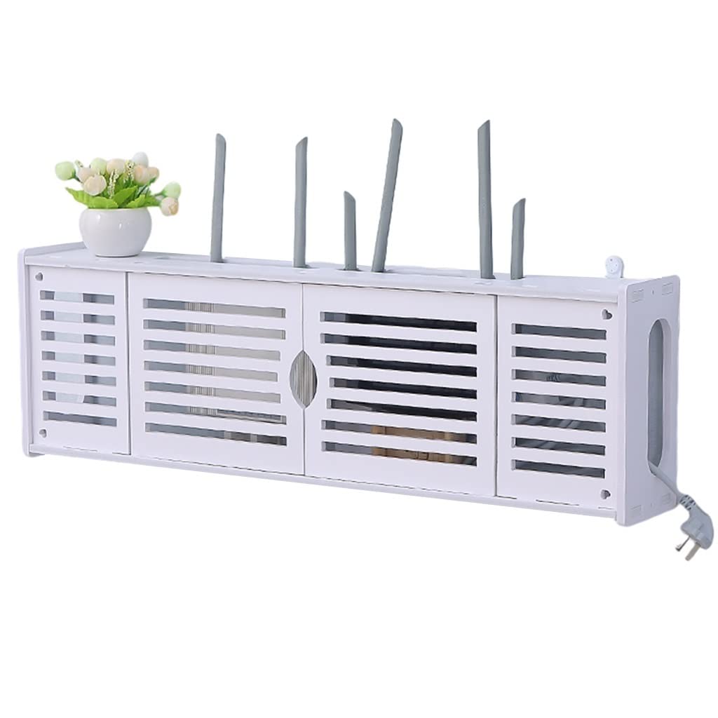 router rack TV Set-top Box Wireless Router Rack WiFi Storage Box Wifi Router Shelf Wall Hanging Wifi Router Shelf Box Wifi Storage Box To Cover Router ( Color : White , Size : 76*12*24cm )