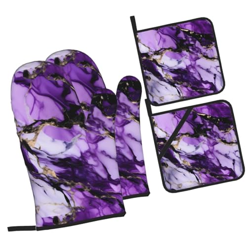 Plats de cuisson isolés marbre violet compatibles micro-ondes et fours - 3