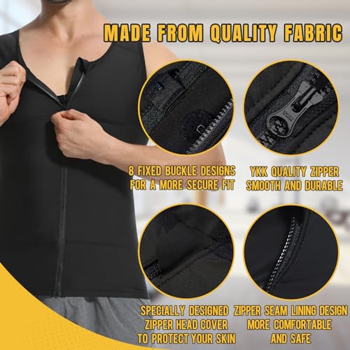 Mens Compression Zipper Vest,Gynecomastia Tummy Control Shirt,Back Support Shapewear Slimming Undershirt4