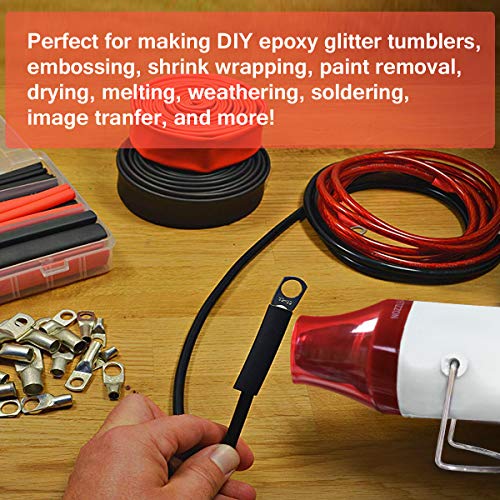 Mlife Mini Heat Gun - 300 Watt - Dual-Temperature Heat Tool with 6.5FT Power Cord for DIY Acrylic Resin Cups Tumblers Embossing Shrink Wrapping Paint Drying Crafts Electronics DIY (White) - Thumbnail 7