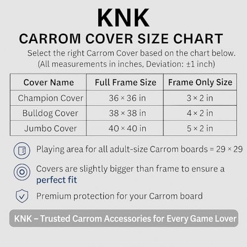 Image of KNK Carrom Board Cover, Dustproof Waterproof Zipper Protector (Champion Half Cover)