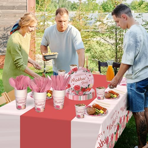 image for Childom Mothers Day Decorations for Party,132 Pcs Disposable Mothers D