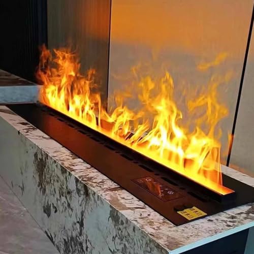 SSQUZA Chimenea de Vapor Empotrada 3D,Efecto Llama Realista - 9 Colores & 5 Niveles de Brillo,Control Táctil,Mando,Acero Inoxidable,Sin Calefacción,como Humidificador Decorativo 120cm/47.2in