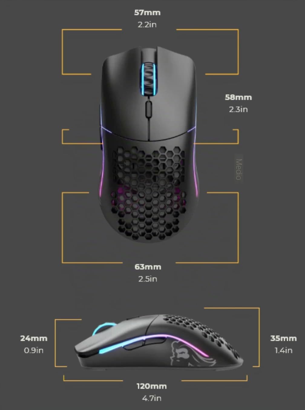 GLORIOUS Gaming Model O- (Piccolo) Wireless Mouse da gaming senza fili - Superleggero, 65 g, design a nido d'ape, RGB, ambidestro, wireless 2,4 GHz senza lag, fino a 71 ore di batteria - Nero opaco