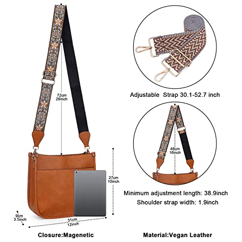 Image of Crossbody Bag Women Vegan Leather Hobo Handbag Trendy Crossbody Shoulder Bag Purses For Women with 2 Adjustable Strap