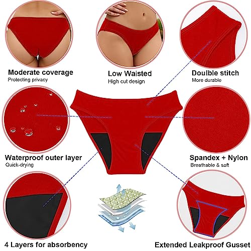 Image of SherryDC Women's Period Swimwear Bikini Bottoms-Menstrual Leakproof Swimsuit Bottoms Briefs for Teen Girl