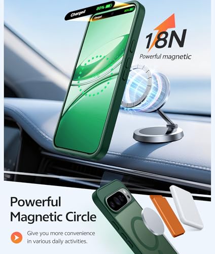 Image of FNTCASE for Google Pixel 10 Pro Case: for Pixel 10 Case [Fit for Magsafe] Translucent Matte Cases with [Screen Protector] Military Grade Shockproof Protective Magnetic Phone Cover (6.3inch - Green)