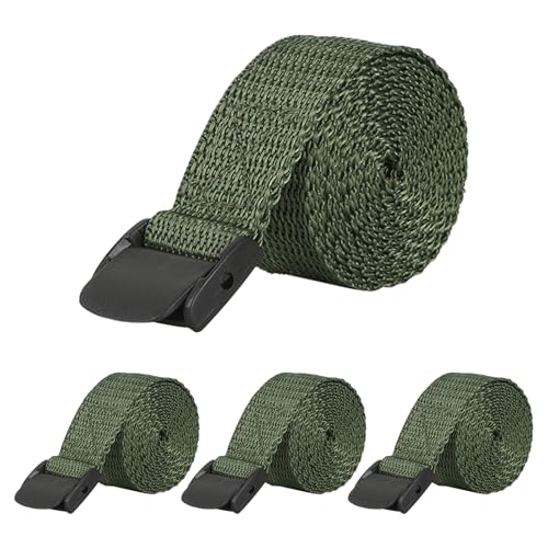 Acuxiaza 4 PCS Green Trail Camera Straps Wildlife Trail Camera Mounting Straps 145cm Heavy Duty Nylon Straps with Cam Buckles Tie Down Cinch Straps Nylon Fiber Straps for Hunting Camera Accessories