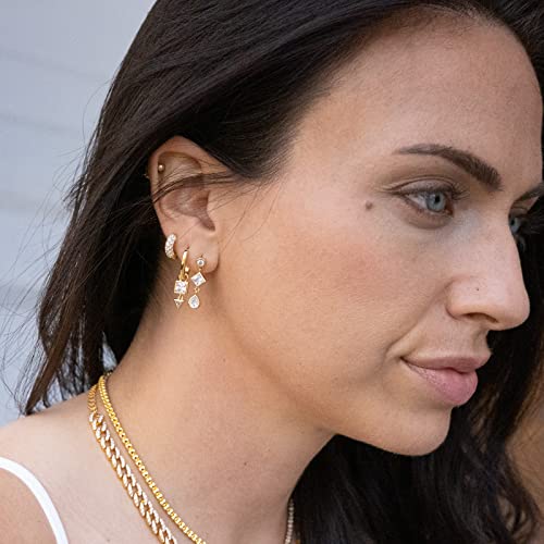 Bold CZ Hoops Small Thick Pave Huggies | 18K Gold Vermeil | Mini Wide Hoops CZ Gold Earrings for Women4