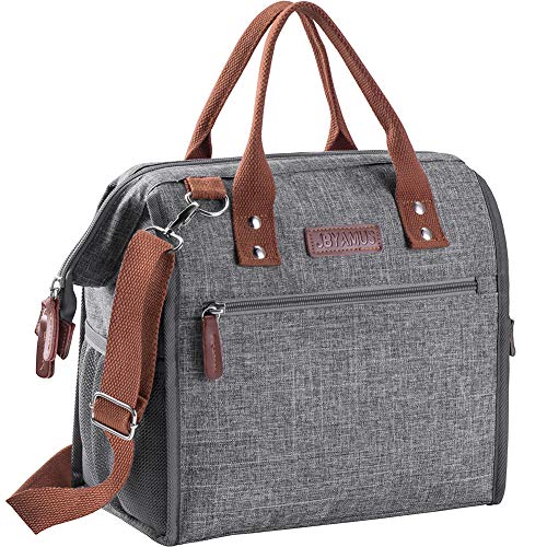 JBYAMUS 100% Leakproof Lunch Bag, Stylish Insulated Lunch Bags for Women/Men, Large Capacity Cooler Lunch Box Keeps Foods Cold/Warm for Office Work/School/Picnic (Gray)