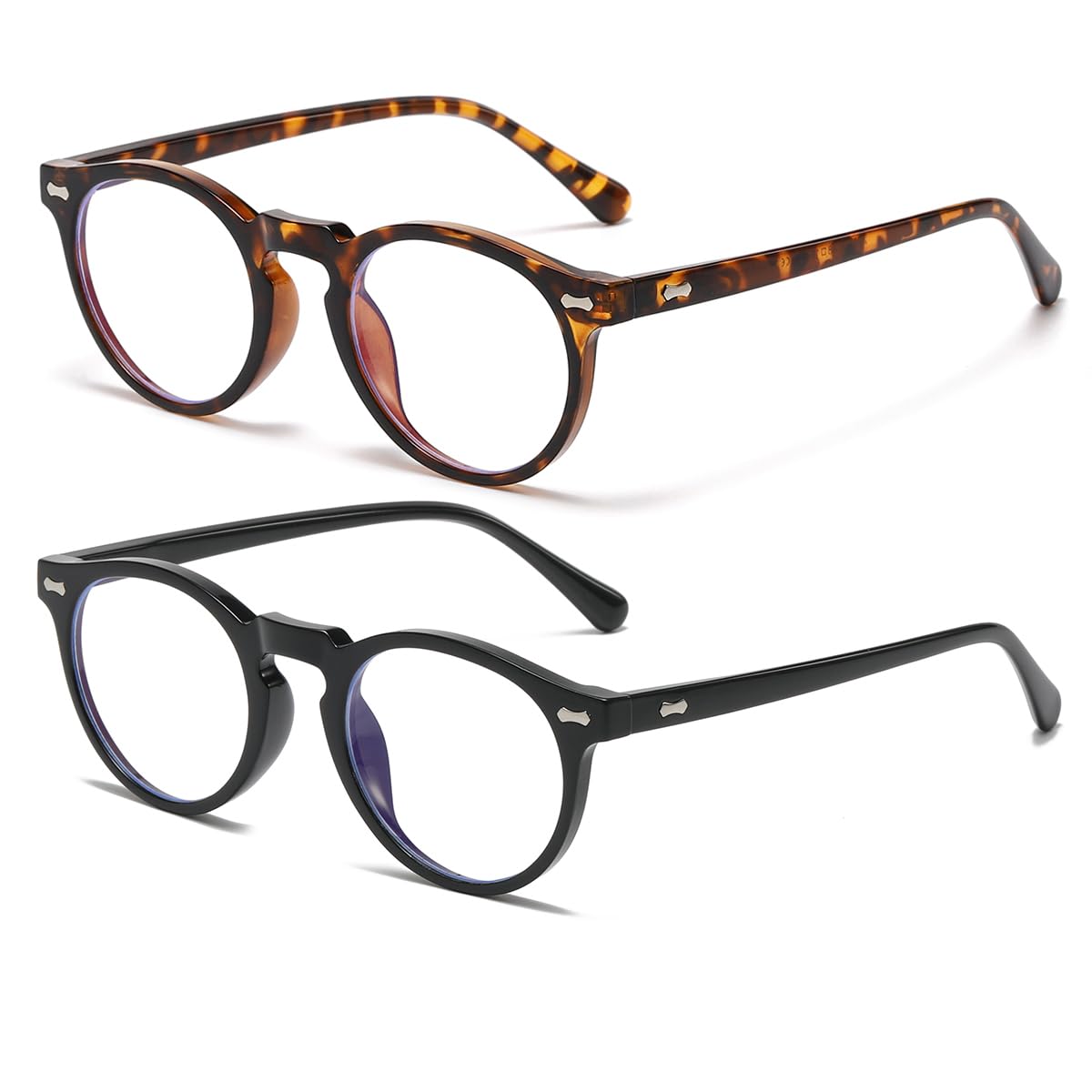 JOVAKIT Okrągłe okulary z niebieskim światłem dla kobiet i mężczyzn, modne oprawki w stylu retro, okulary komputerowe, ochrona przed zmęczeniem oczu