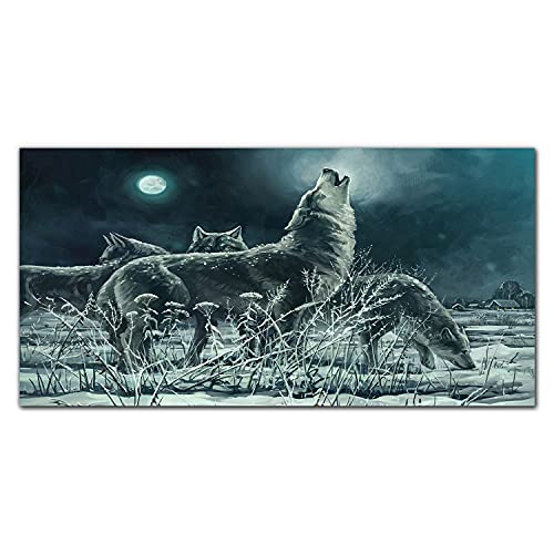 Impression sur verre de loups pour salon moderne et décoration murale 100x50