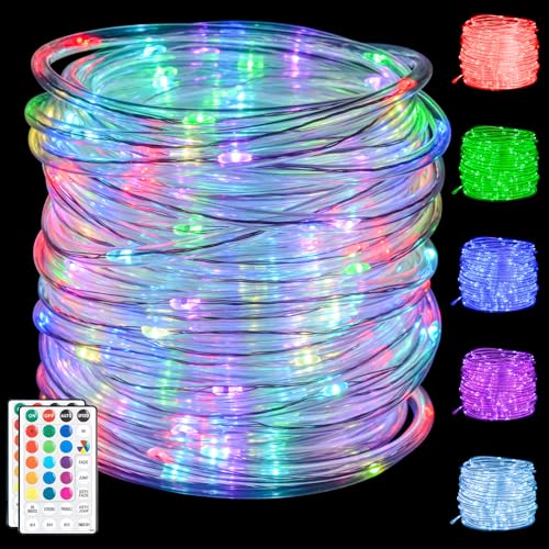 HAHOME 99Ft LED Rope Lights Outdoor,18 Color Changing String Lights Plug in with Remote, IP68 Waterproof 300 Led Easter Lights for Patio, Garden, Christmas, Party Decorations