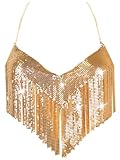 Damen Sexy Glänzender Körperketten-BH Mehrlagiger Origineller Brustketten-BH Funkelnder Metall Crop-Top Party Punk Demi-Top Gold