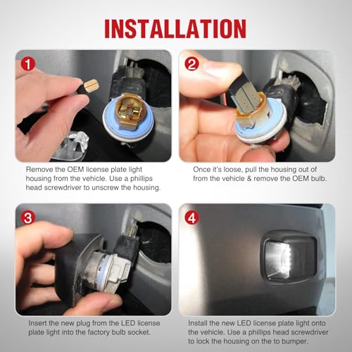 Image of Nilight License Plate Light Compatible with 2007 2008 2009 2010 2011 2012 2013 2014 2015 2016 2017 2018 2019 2020 2021 Nissan Frontier Navara D40 2007-2015 Titan Armada Xterra Black Housing | for 2007 2008 2009 2010 2011 2012 2013 2014 2015 Nissan Titan 07-21 Frontier 08-15 Armada 09-12 Suzuki Equator Black Housing