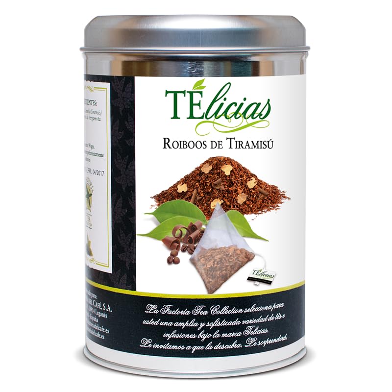 La Factoría del Café - Telicias Rooibos Tiramisú | Deliciosa y Original Mezcla a Base de Raices y Tiramisú - Propiedades Quemagrasas y Diurético - 25 Unidades