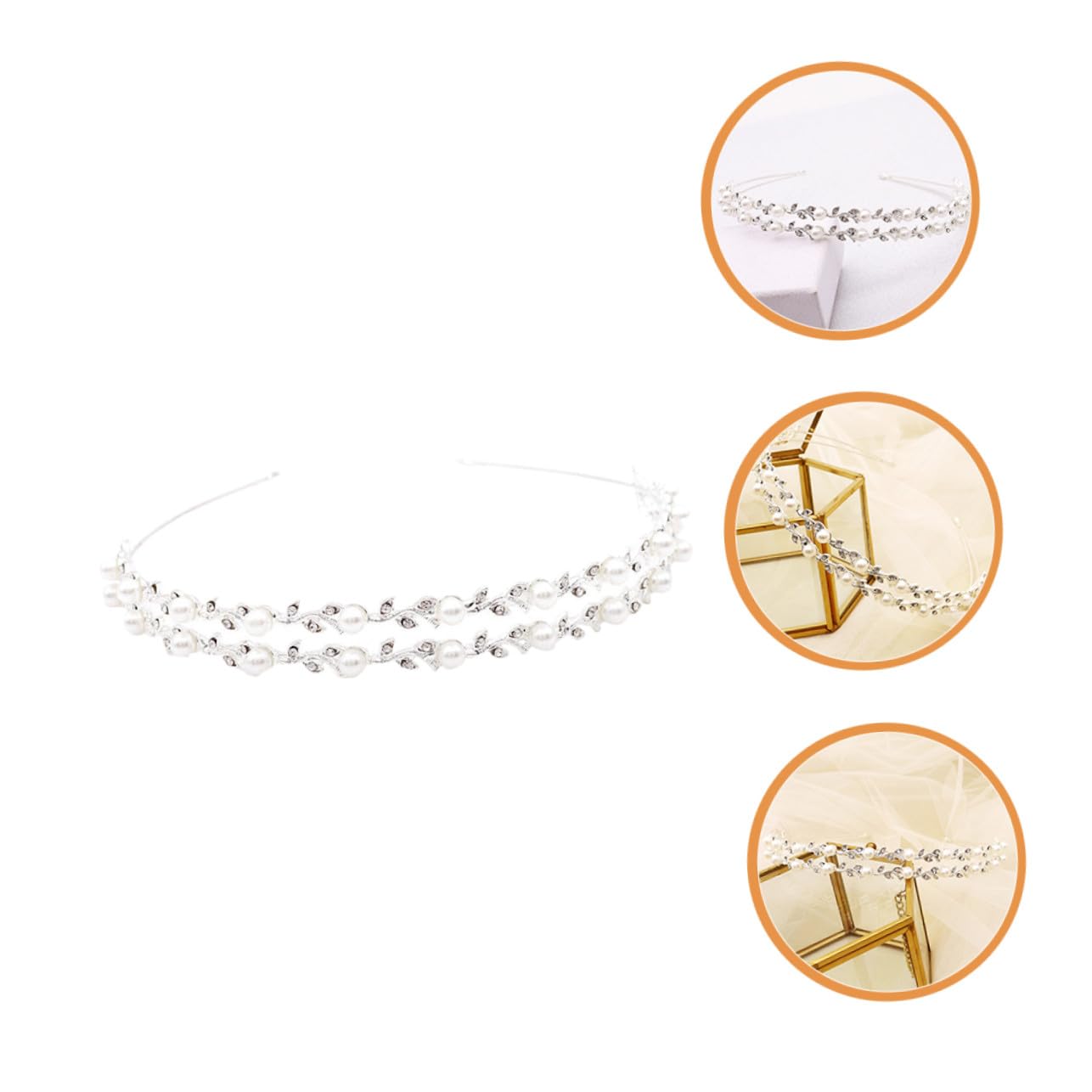 VICASKY 4 Pezzi Cerchietto Sposa con Doppio e Foglie Accessorio Matrimonio per Sposa e Damigelle Raffinato