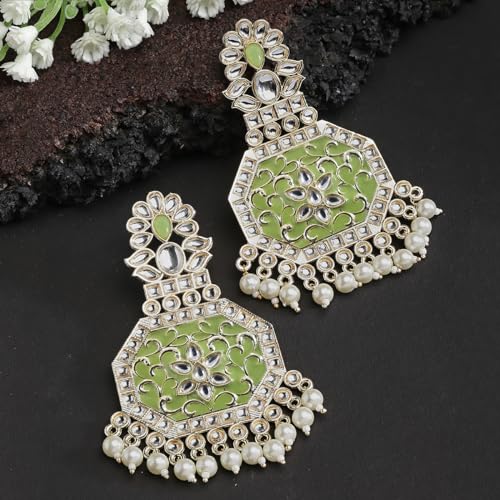 Image of Karatcart Red Stone Studded Gold Plated Drop Earrings for Women