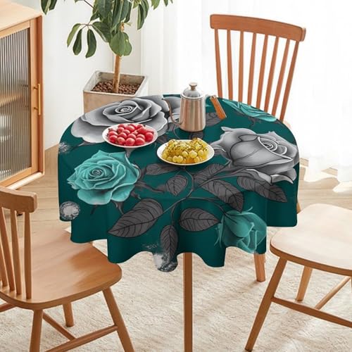 Nappe ronde décorative bleu sarcelle pour protéger et sublimer votre table - 7