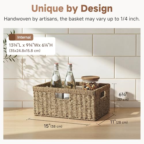 Image of StorageWorks Wicker Storage Baskets for Shelves, Seagrass Basket, 1-Pack
