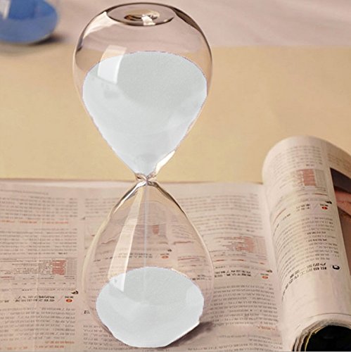 Graces Dawn Transparent Glass Hourglass Sand Timer 60 Minutes With (White) #TOP3