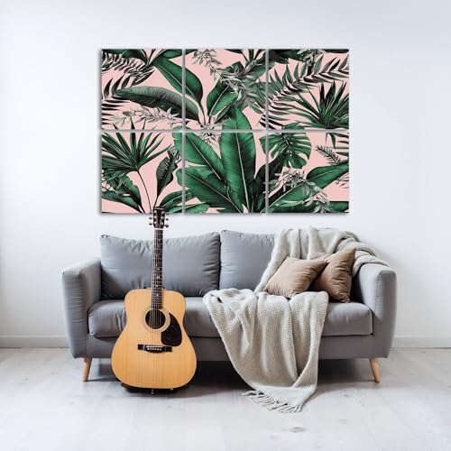 6 Paneles Acústicos Artísticos Verde Hojas Tropicales de Palma y Banano Paneles Decorativos Absorbentes de Sonido 72"x48" para Estudios de Grabación y Hogar miniatura 7