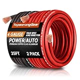 TOPSTRONGGEAR 4 Gauge 25ft Black and 25ft Red Power/Ground Wire-Copper Clad Aluminum CCA-True 4 AWG-True Spec and Soft Touch Cable