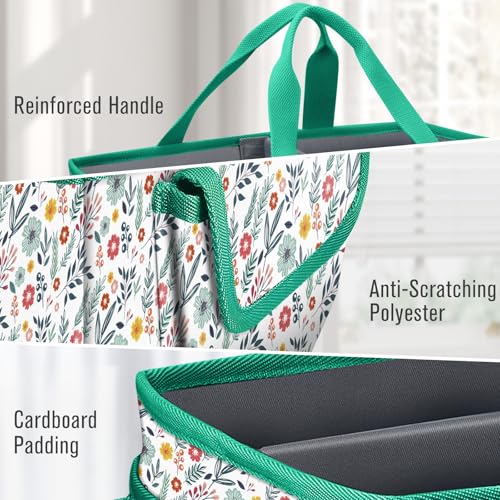 FINPAC Craft Storage Tote Bag with Multiple Pockets, Scrapbooking Carrying Case Storage Caddy with Handle for Sewing, Art, Desktop, Baby Care Supplies (Spring Bloom) by FINPAC - Image 4