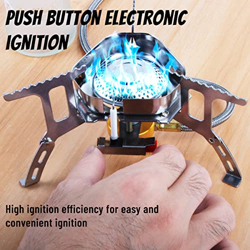 Darryy Gasfornuis met piëzo-ontsteking, 3500 W, 240 g gasfornuis met piëzo-ontsteking, voor binnen, klein gasfornuis voor camping, met draagtas en gasadapter, outdoor trekking wandelen - Afbeelding 5