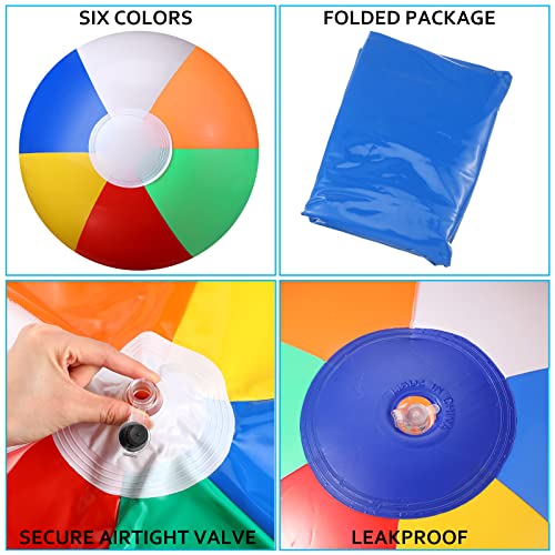 Zhanmai 2 Pieces 48 Inch Giant Inflatable Beach Ball Jumbo Rainbow Color Beachballs Blow up Huge Plastic Inflatable Balls for Kids Adults Water Games Summer Pool Swimming Party(Tropical Red)