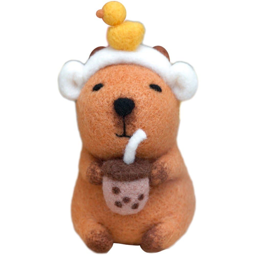 Sanfly Needle Felting Starter Kit Non-Finished Capybara Wool Felt Handmade Diy Felt Handcrafts Wool Fibre Hand Spinning Capybara Material Kit
