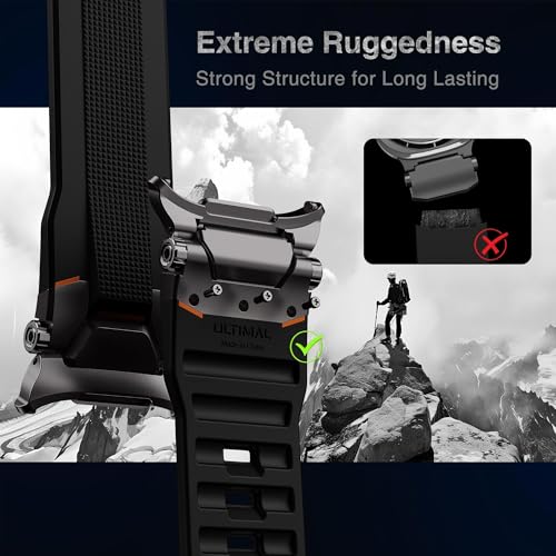 Image of ULTIMAL Watch Band for Samsung Galaxy Watch Ultra 47mm (2025 /2024) Compatible with Samsung Watch Strap Bands for Men Sport Bands for Watch Rugged Premium TPU & Metal (Black+Black)