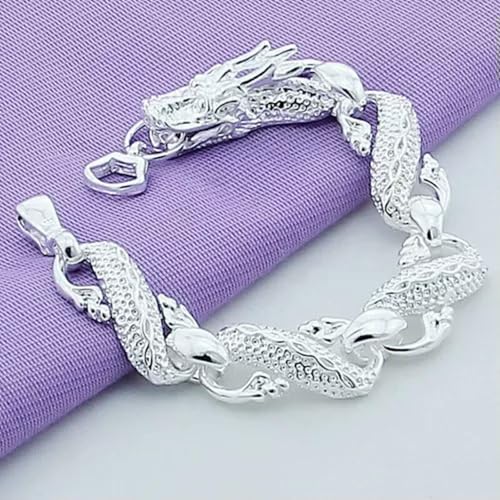 Bracelet chaîne dragon chinois argent 925 blanc pour sublimer votre style quotidien