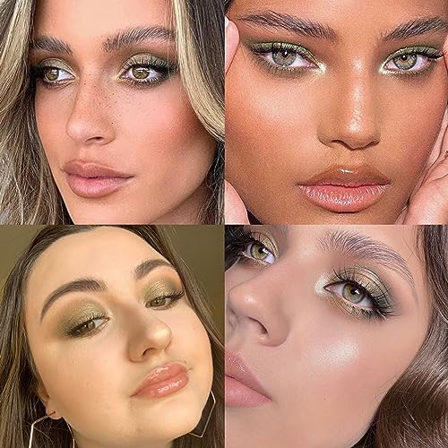 Carmela Baked Eyeshadow Palette - Highly-Pigmented Shimmer Eyeshadow, Weightless Powder Formula, Silky Smooth Texture, Long-Lasting Wear (Light Green) #TOP3