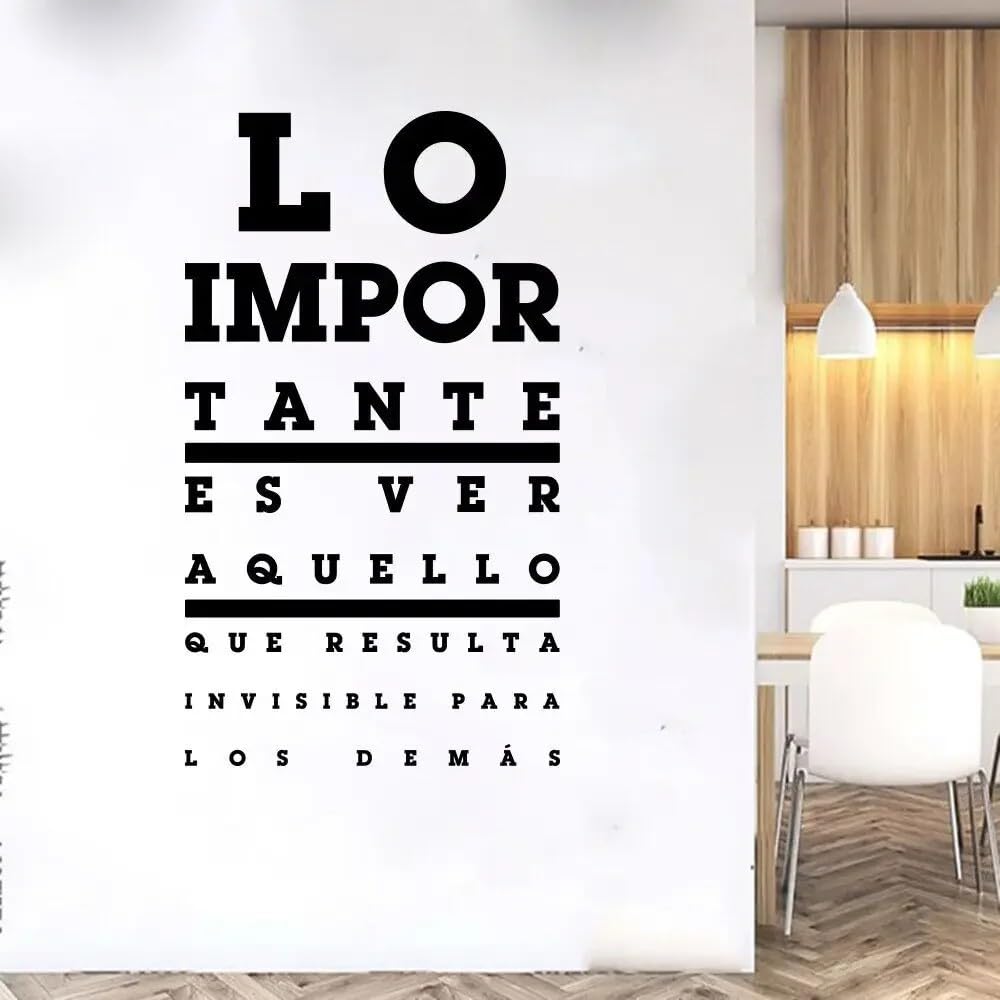 Spanish Eye Chart Words Wall Decal Optical Shop Eyechart Important Thing is to See Inspirational Quote Wall Sticker Vinyl 85x49cm