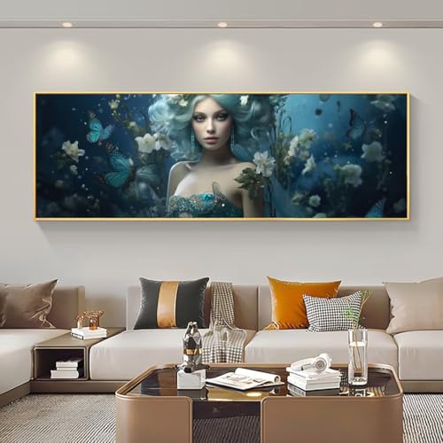 5D Diamond Painting Bosque Mujer Diamond Art Kit, DIY Grande Pintura de Diamantes Adultos Punto de Cruz Kit, Diamond Art Crystal Arts Crafts para Decoración de Pared Hogar 85x250 cm/34x99 Inch M-622