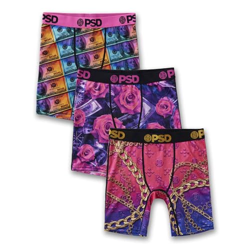 PSD Underwear Boys Youth Luxury Boxer Brief 3 Pack Multi L
